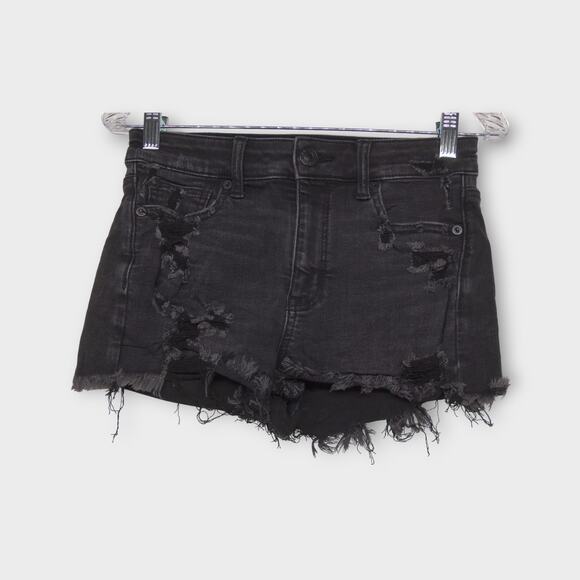 American Eagle Outfitters Pants - Womens American Eagle High-Rise Shortie Next Level Stretch Black Shorts Size 2